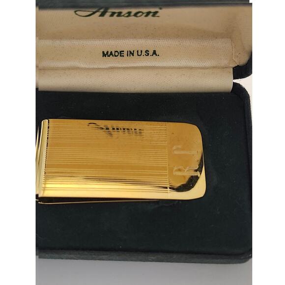 Vintage Gold Plated Brass Money Clip Initials "RP" Anson USA, New Old Stock - Picture 3 of 10